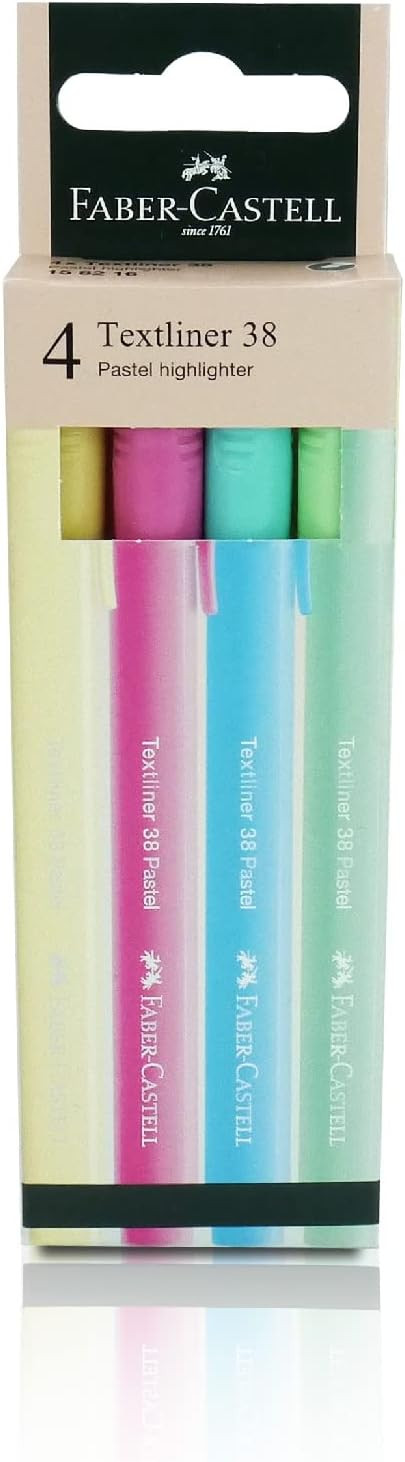 Faber-Castell Textliner 38 Pastel Super-Fluorescent Highlighter Pen - Assorted Color (Pack Of 4/6... | Amazon (US)
