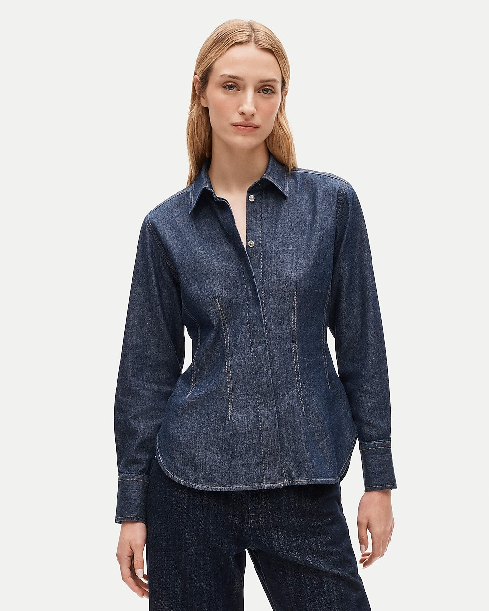 Darted button-up shirt in denim | J. Crew US