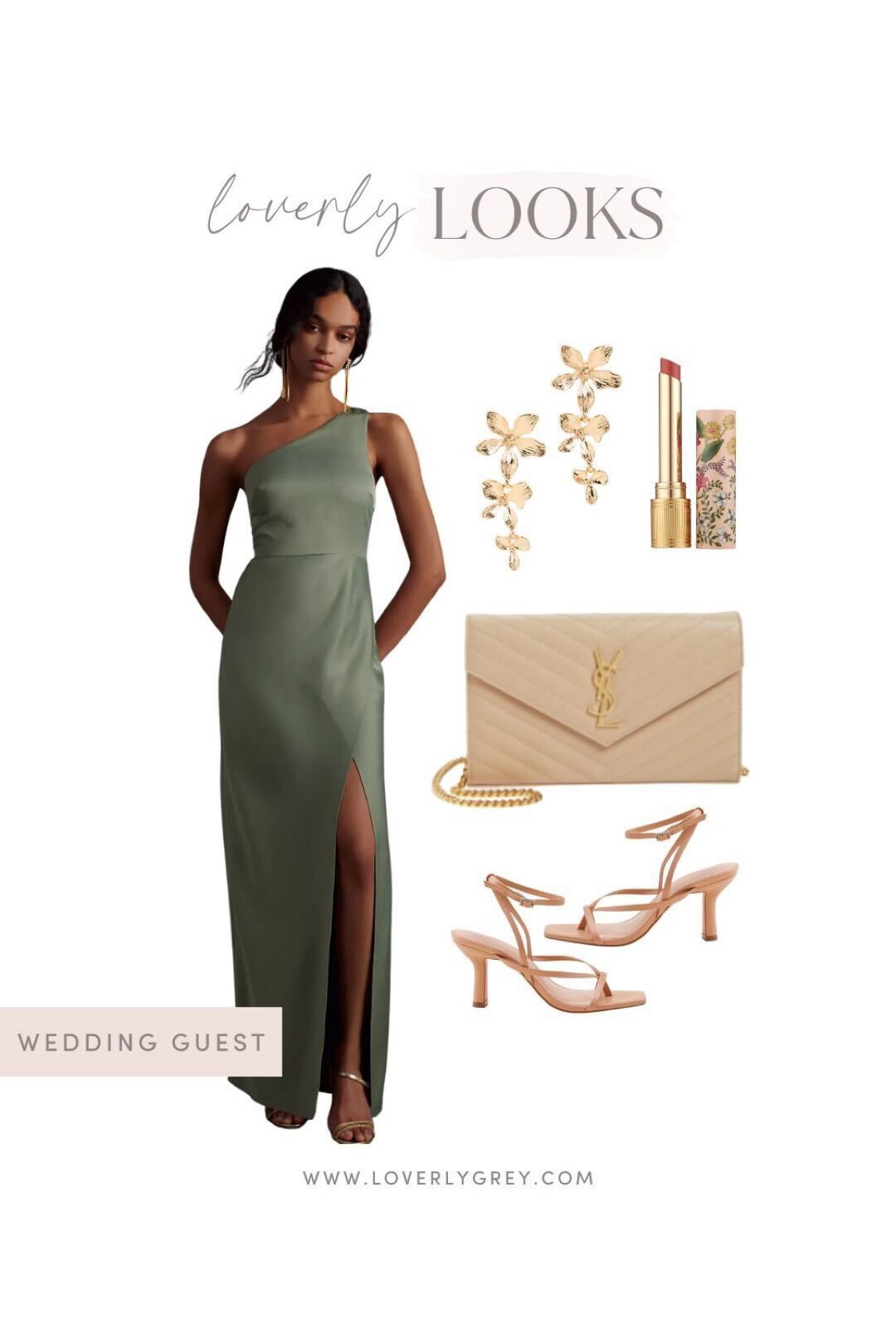 Loverly Grey wedding guest look for under $100. Loving this shade of green from Anthropologie  

#LTKstyletip #LTKwedding #LTKSeasonal