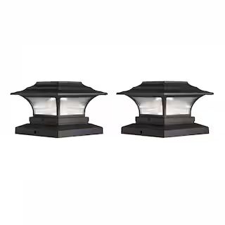 Hampton Bay 4 in. x 4 in. Bronze Integrated LED Outdoor Solar Deck Post Light with 6 in. x 6 in. ... | The Home Depot