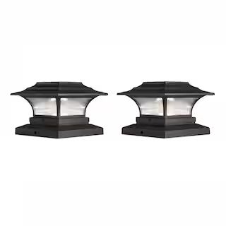Hampton Bay 4 in. x 4 in. Bronze Integrated LED Outdoor Solar Deck Post Light with 6 in. x 6 in. ... | The Home Depot
