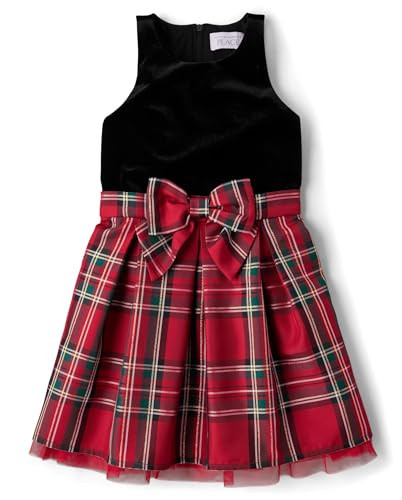 The Children's Place,Girls,Sleeveless Dressy Dresses,Classic Red Plaid Velour,10 | Amazon (US)