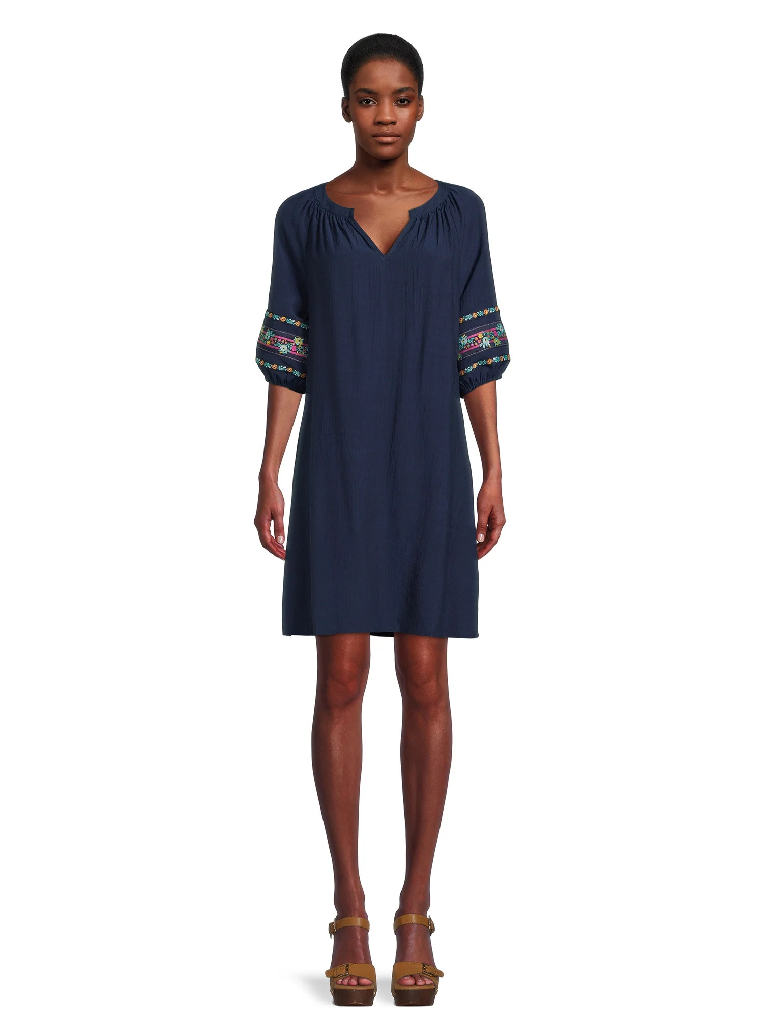 The Pioneer Woman Embroidered Elbow Sleeve Dress, Women's | Walmart (US)