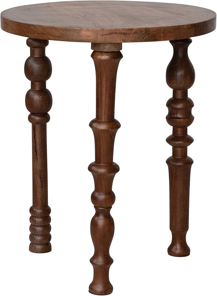 Creative Co-Op Mango Wood Side Table with Turned Legs, Walnut Finish | Amazon (US)