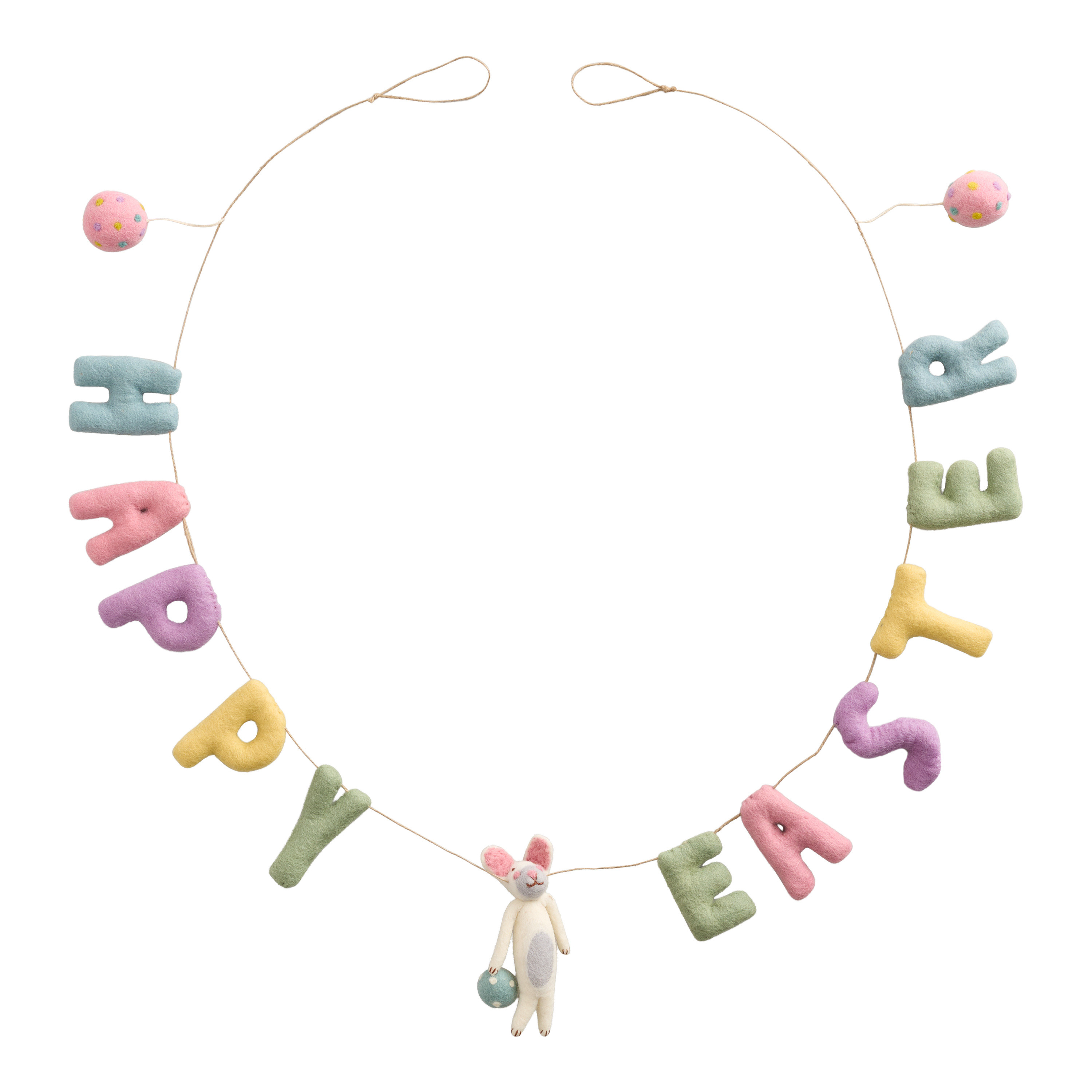Felted Wool Happy Easter and Bunny Garland | World Market