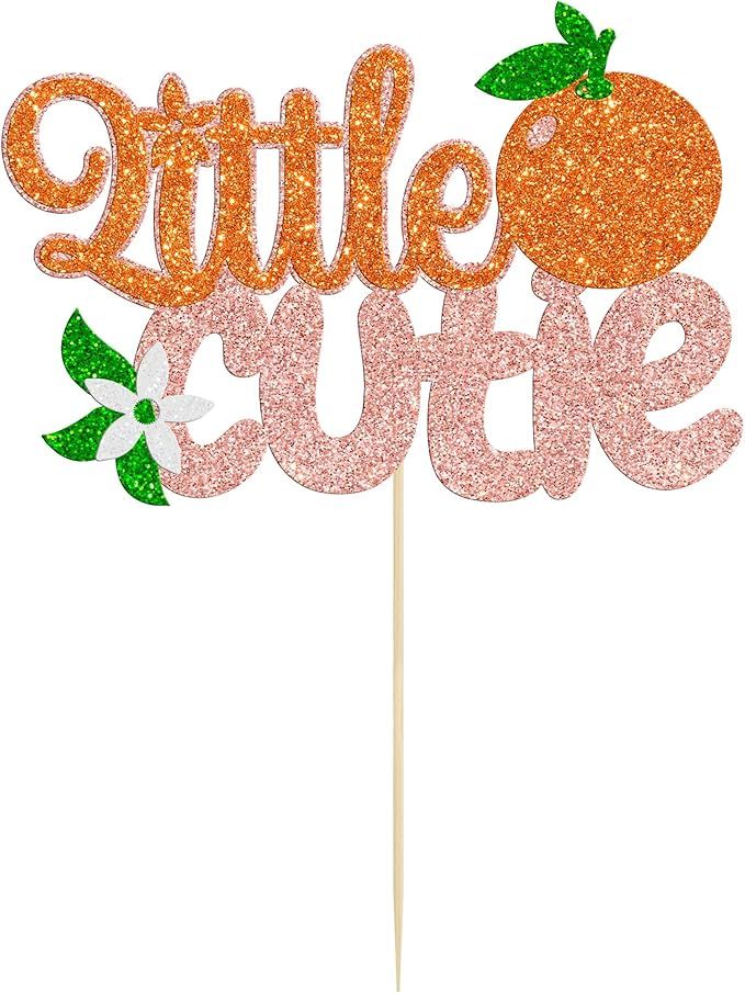 Gyufise 1 Pack Little Cutie Cake Topper Glitter Fruit Orange Theme Cake Pick Citrus Cake Decorati... | Amazon (US)