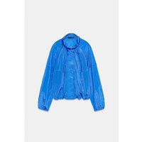 Zara - Nylon Jacket With Gathers - Bluish - Xs-S - Woman | Zara UK