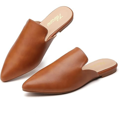 Maypie Womens Flat Mules Closed Pointed Toe Slip On Loafer Slides Backless Shoes | Amazon (US)