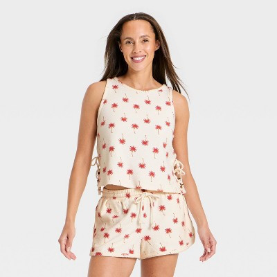 Women's Textured Knit Tank Top - Universal Thread™ Cream Tropical S | Target