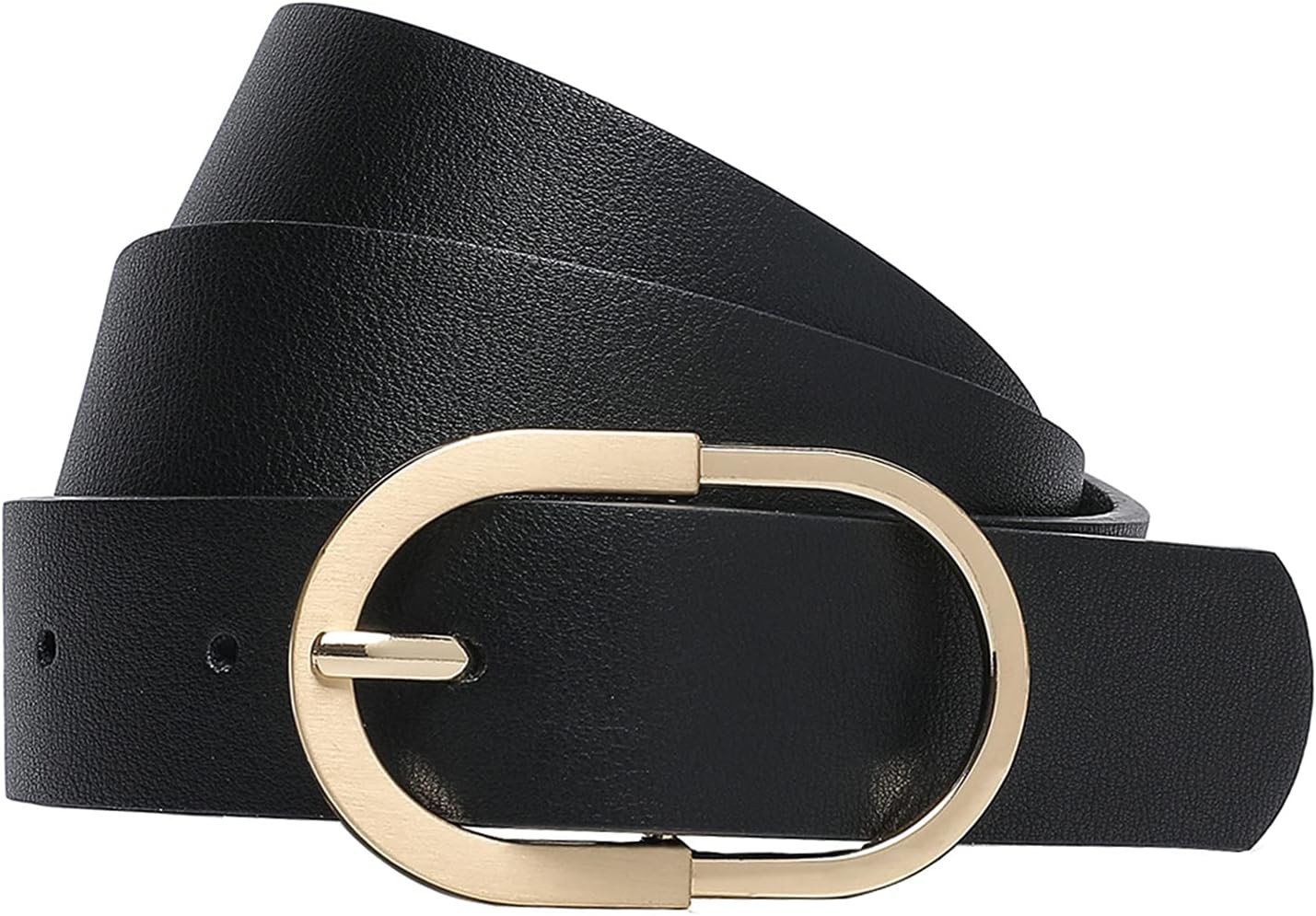 Womens Leather Waist Belts for Jeans Pants with Gold Buckle | Amazon (US)