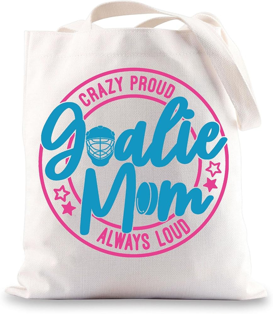 JNIAP Goalie Mom Tote Bag Goalie Mama Gifts Hockey Mom Gifts Crazy Proud Goalie Mom Always Loud G... | Amazon (US)