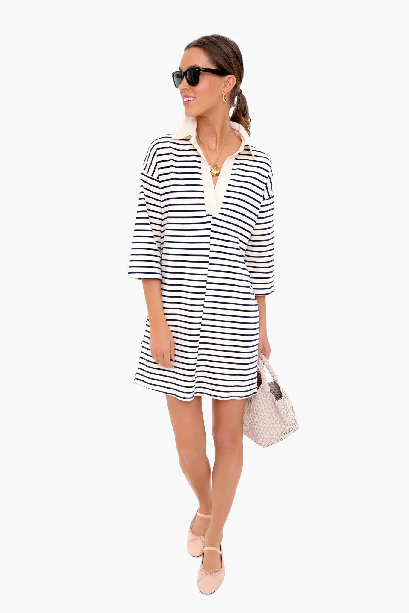 Navy Stripe Ashton Knit Polo Dress | Tuckernuck (US)