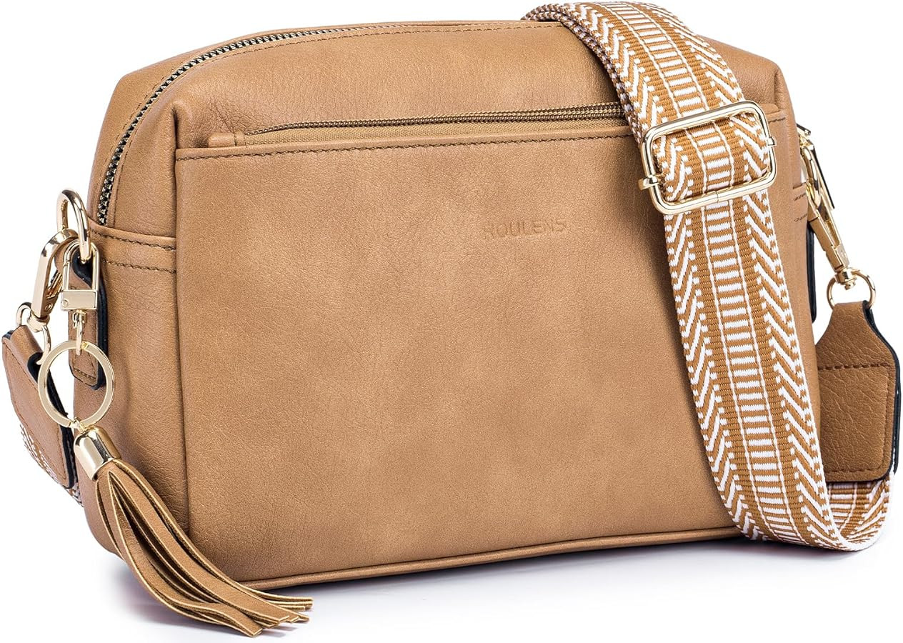 Triple Zip Small Crossbody Bag for women,Wide Strap Cell Phone Purse Shoulder Handbag Wallet with... | Amazon (US)