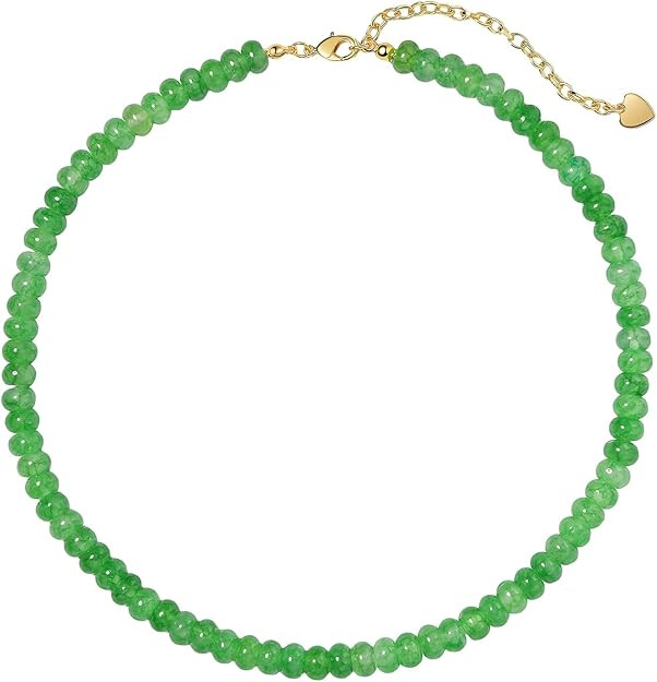 Beaded Necklace for Women,Natural Gemstone Necklace for Women,Colorful Bead Choker Necklace Handm... | Amazon (US)