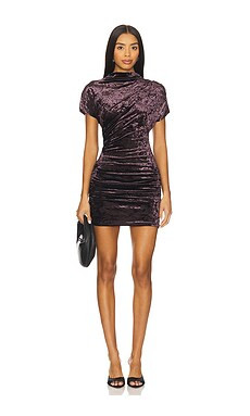 Line & Dot Taron Draped Mini Dress in Maroon from Revolve.com | Revolve Clothing (Global)