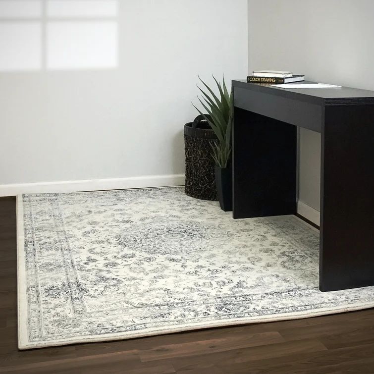 Attell Floral Cream And Light Grey Area Rug | Wayfair North America