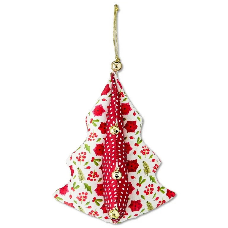 Red Fabric Tree Christmas Ornament, 5.5", by Holiday Time | Walmart (US)