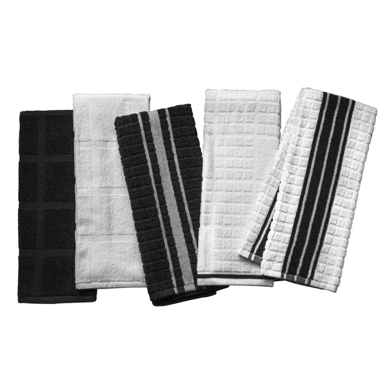 Thyme & Table Kitchen Towels, White & Black, 5 Pack Set | Walmart (US)