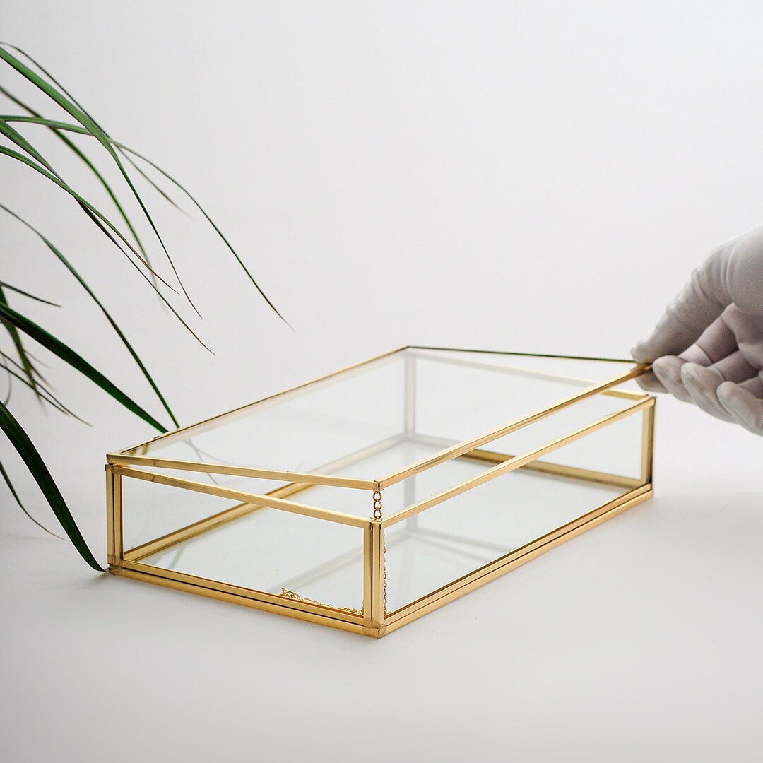 10x6x2.5display Case Glass Photo Box Brass Gold Card Customizable Personalizable Jewelry Wedding ... | Etsy (US)