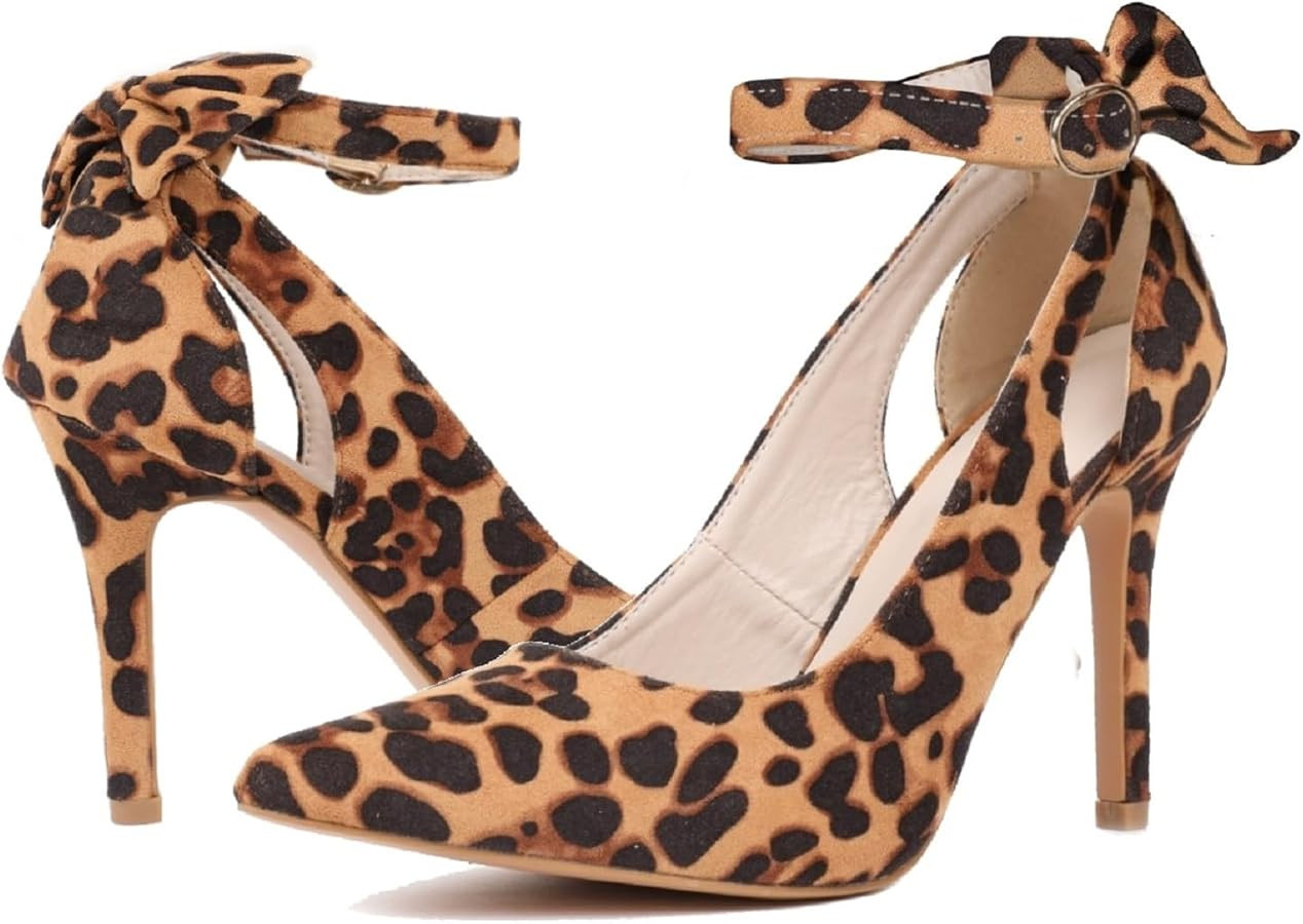 PiePieBuy Women's Pointed Toe High Heels Ankle Strap D'Orsay Pumps Shoes Bow Wedding Bowtie Back ... | Amazon (US)