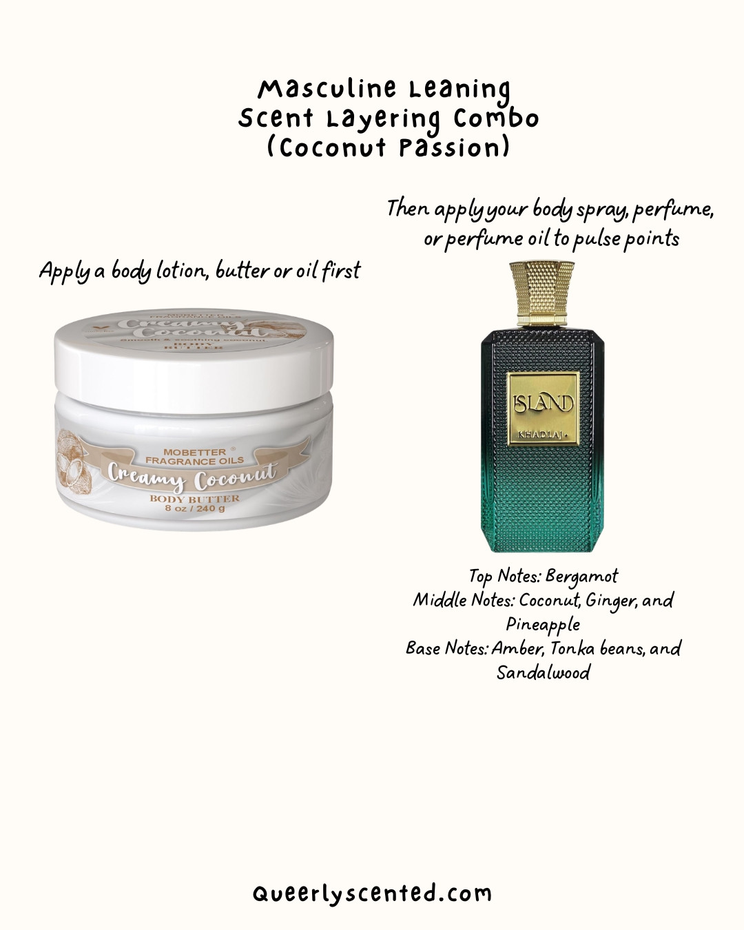 #affiliate SHOP these items on my website in bio.
Hey everyone! 🌿 Looking to elevate your fragrance game? Try this scent layering combo! Start with this luxurious body butter infused with creamy coconut scent, then layer it with KHADLAJ Island Extrait De Parfum. It's the perfect way to enhance your natural scent! Get these must-have products on Amazon today.

#scentlayering #fragrance #bodybutter #perfume #luxuryperfume #amazonfinds #queerlyscented 

 

#LTKselfcare #LTKBeauty #LTKMens
