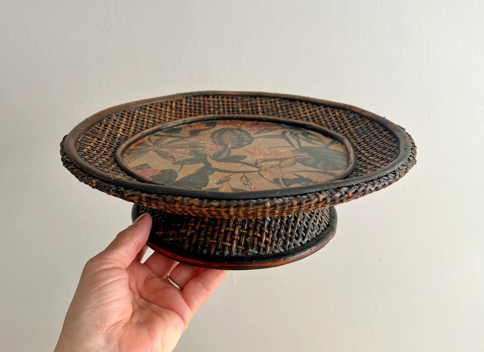 11di Vintage Wooden Woven Pedestal Fruit Basket/tray - Etsy | Etsy (US)