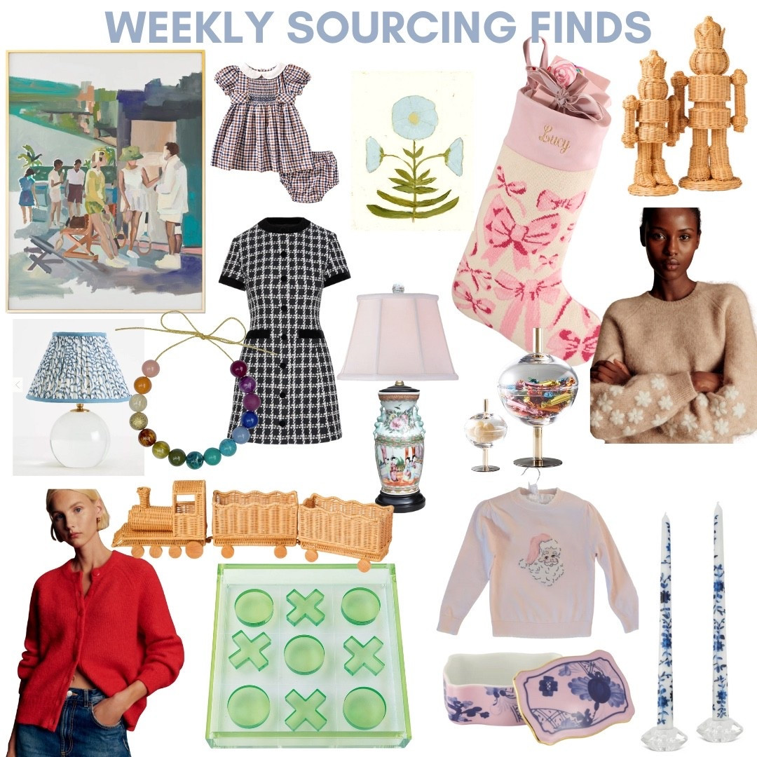 Painting. Wall art. Grandmillennial. Smocked dress. Girls clothes. Preppy. Block print botanical. Needlepoint stocking. Wicker nutcracker. Rattan. Sweater. Floral. Rose Medallion lamp. Glass canisters. Gumball beaded necklace. Rechargeable lamp. Cordless lamp. Wicker train. Red cardigan. Acrylic tic tac toe. Gift guide. Santa sweater girls. Santa sweater boys. Vintage Santa. Ginori china. Trinket Box. Painted taper candles. Blue and white

#LTKSeasonal #LTKHoliday #LTKGiftGuide