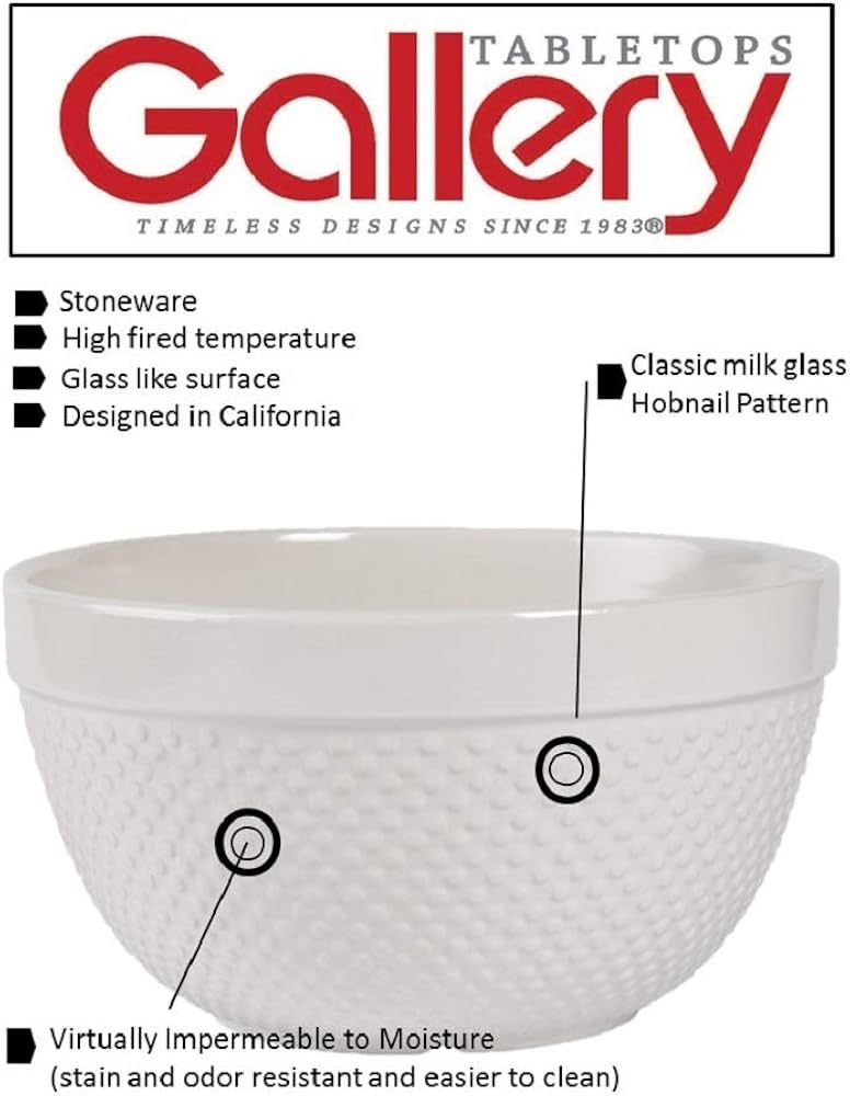 Tabletops Gallery Hobnail Style 4 Piece Classic White Stoneware Nesting Mixing Bowl Set for Bakin... | Amazon (US)