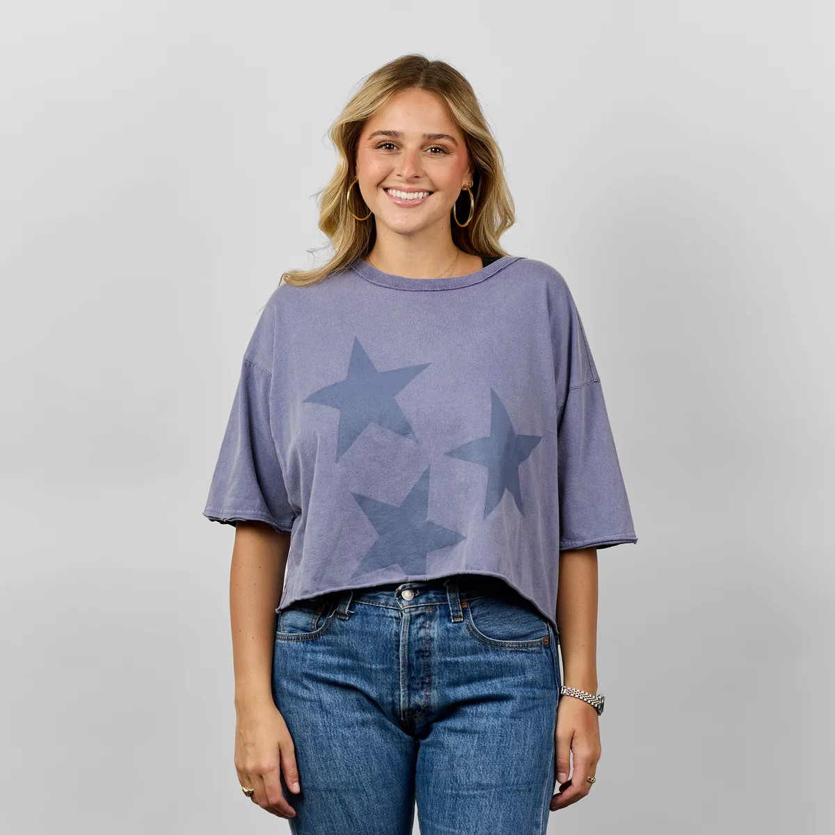 Gracie Oversized Crop [Indigo] | The NASH Collection