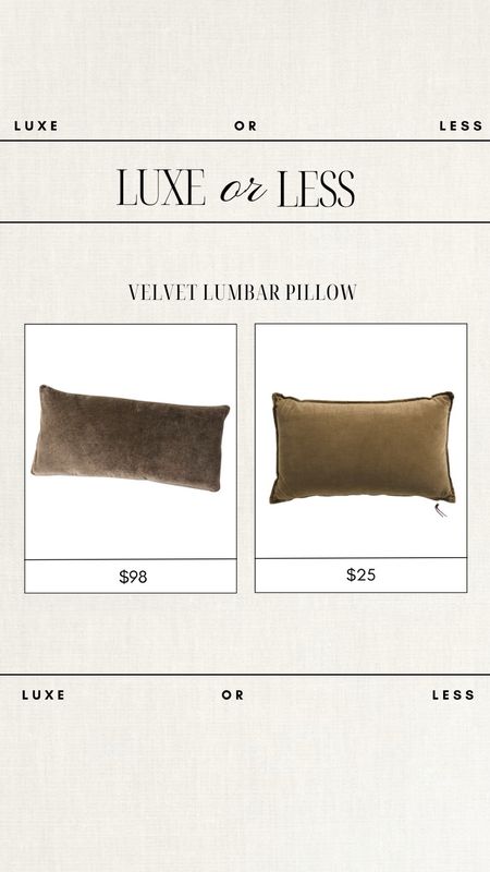 Luxe or Less - Velvet Lumbar Pillow!

Gorgeous on either budget!

velvet lumbar pillow, deal of the day, luxe or less, budget friendly pillow, pillows, pillow covers, home finds, brown home decor, brown pillow 

#LTKfindsunder50 #LTKhome #LTKfindsunder100