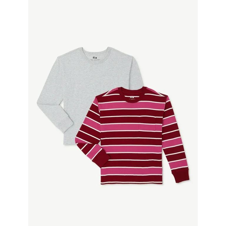 Free Assembly Boys Stripe Tee and Slub Jersey Tee, 2-Pack, Sizes 4-18 - Walmart.com | Walmart (US)