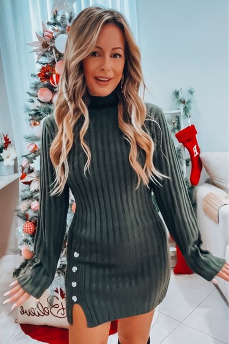 The sweater dress you need hind winter season — sooo cute for a date night. Later with a long coat 🧥 🙌🏼 

#LTKfindsunder50 #LTKstyletip #LTKSeasonal