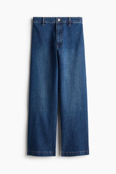 Cropped Twill Pants - High waist - Ankle-length - Denim blue - Ladies | H&M US | H&M (US + CA)