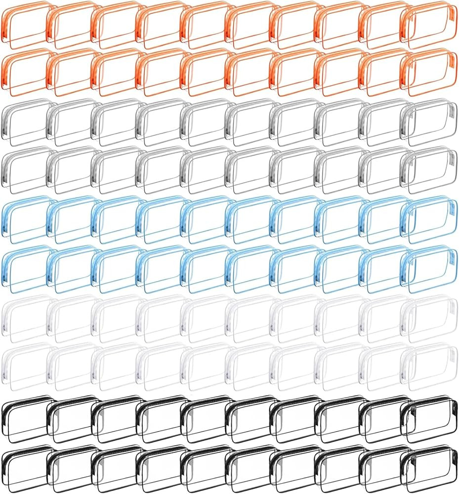 100 Pcs Clear Makeup Bags Bulk Easter Basket Gifts Tsa Approved Toiletry Bag for Travel Transpare... | Amazon (US)