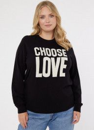 Aphrodite Choose Love Slogan Knit - Black | Joanie