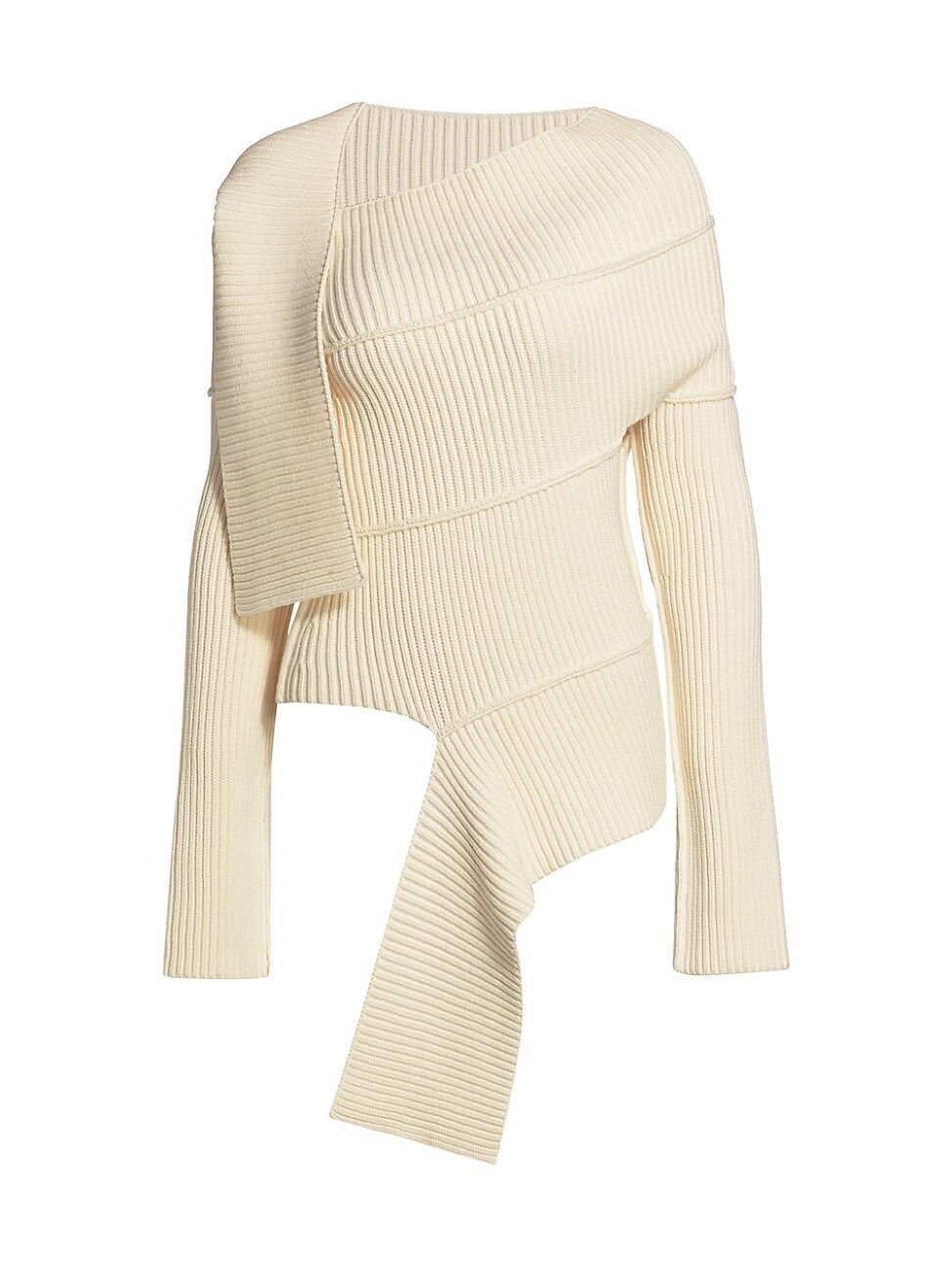 St. John Women's Escargot Asymmetric Knit Sweater - Ivory - Size Large | Saks Fifth Avenue