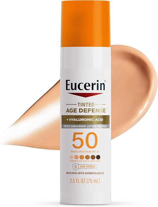 Eucerin Sun Tinted Age Defense SPF 50 Face Sunscreen Lotion, 2.5 Fl Oz Bottle | Amazon (US)