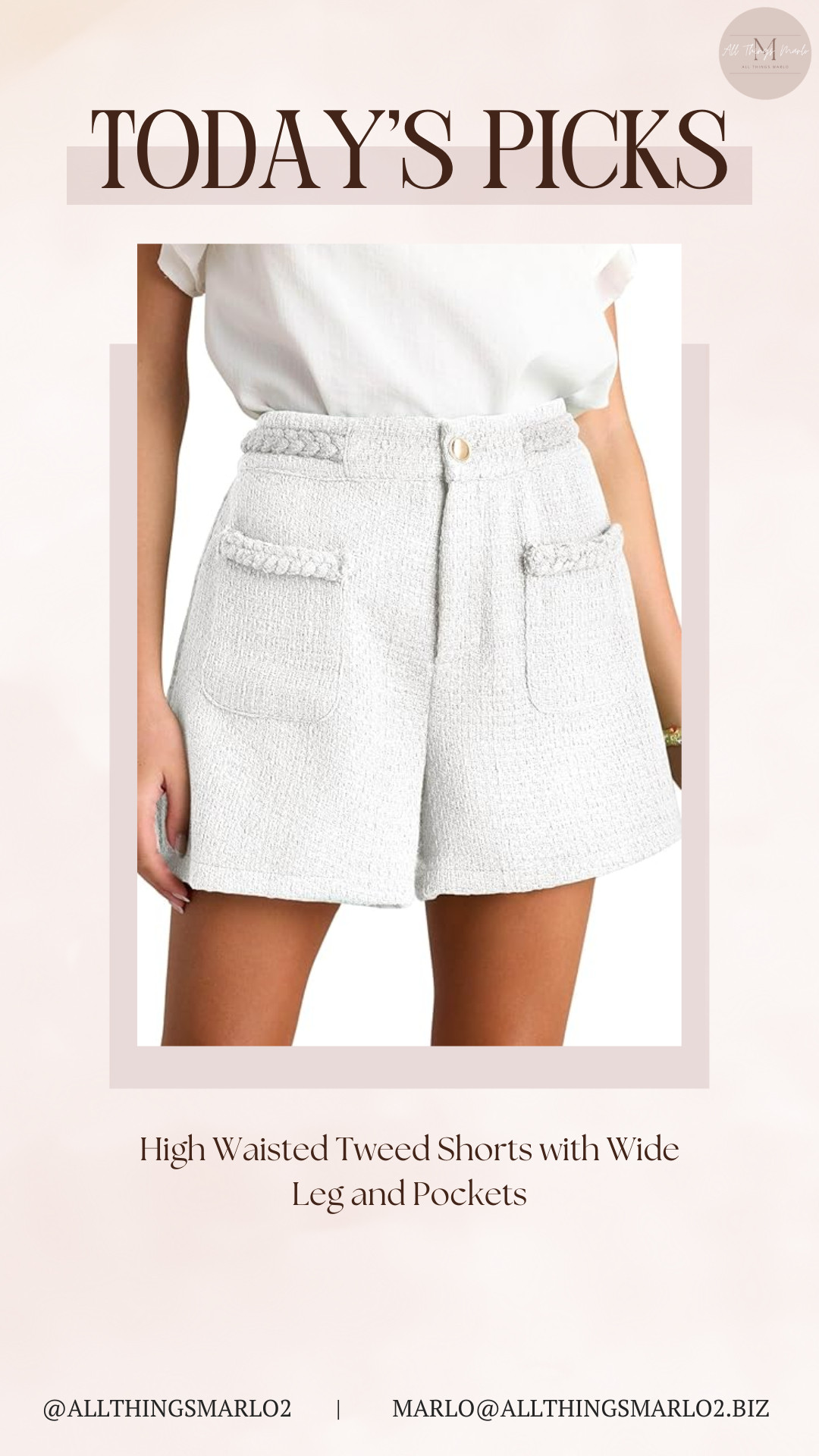 High Waisted Tweed Shorts with Wide Leg and Pockets 

 #LTKootd #LTKWorkwear #LTKTravel