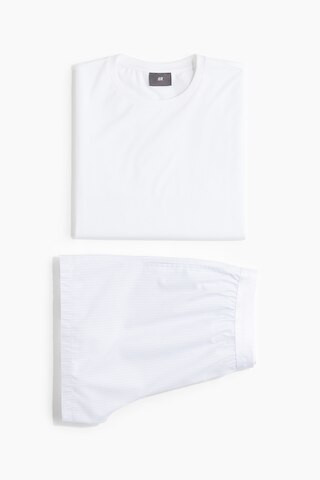 H & M - COOLMAX Pajama T-Shirt and Shorts - White | H&M (US + CA)