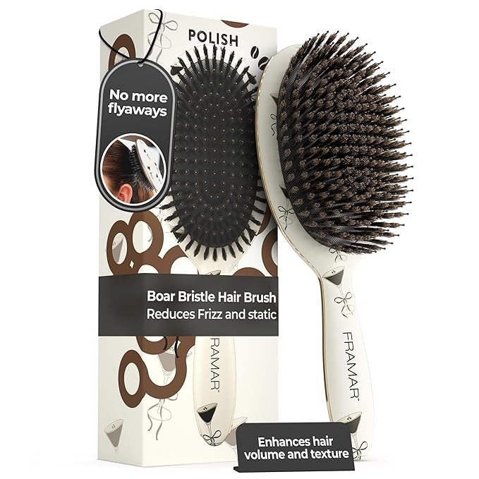 FRAMAR Soft Boar Bristle Hair Brush For Women – Boars Hair Brush For Women, Boar Brush For Fine... | Amazon (US)