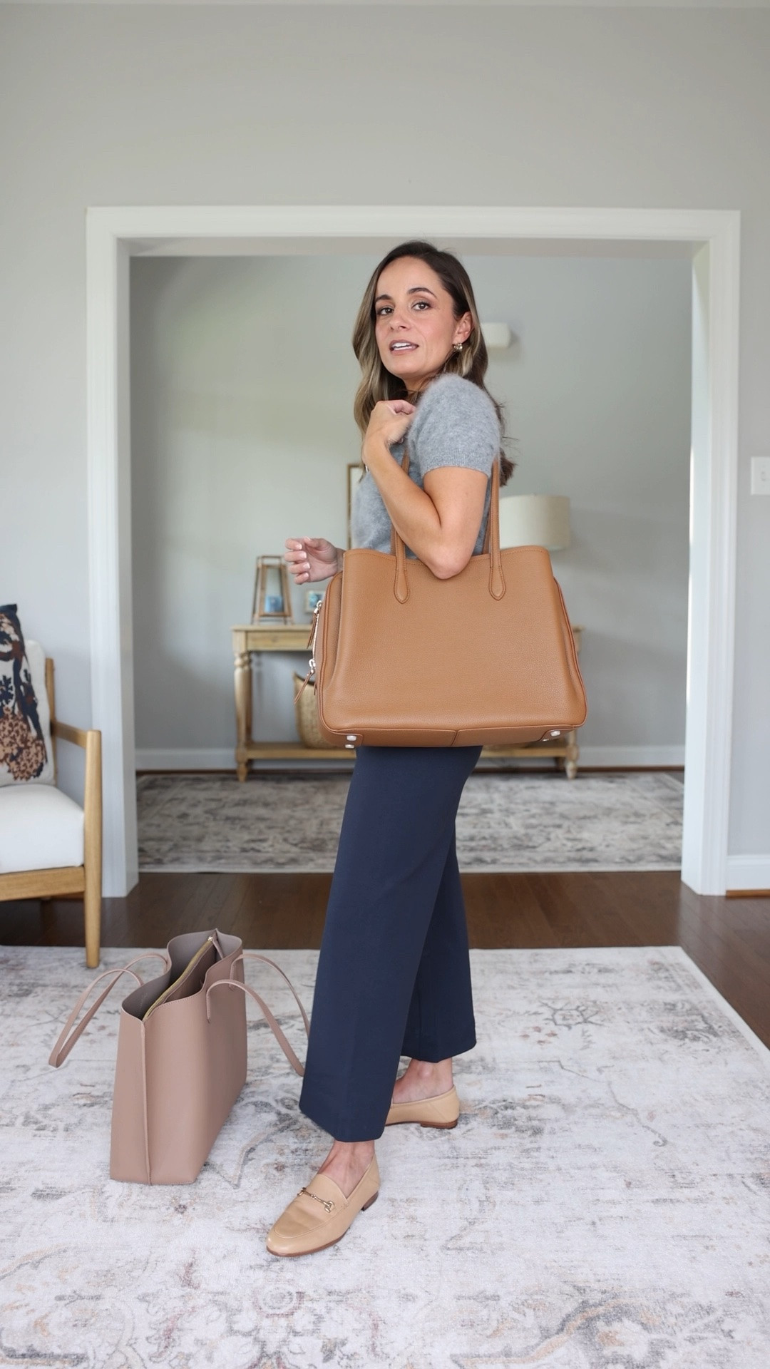 A look at two great leather bags for work from @Quince #quincepartner

Adeline Shopper Tote: exact color not available (updated slightly from my original Italian Leather Tote)
Vivienne Work Tote: in Cognac
Ultra-Stretch Ponte Cropped Wide Leg Pants: 0 Short (24” inseam, 11” rise) in Navy
Women's Brushed Cashmere Tee: XS 
Sofia European Leather Skinny Belt: XS in Mushroom

#LTKPetite
