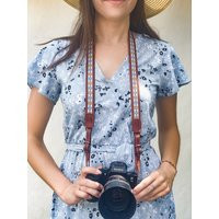 Embroidered Camera Strap, Floral Gift For Photographer Woman, Photography Accessories, Leather Dslr Strap | Etsy (US)