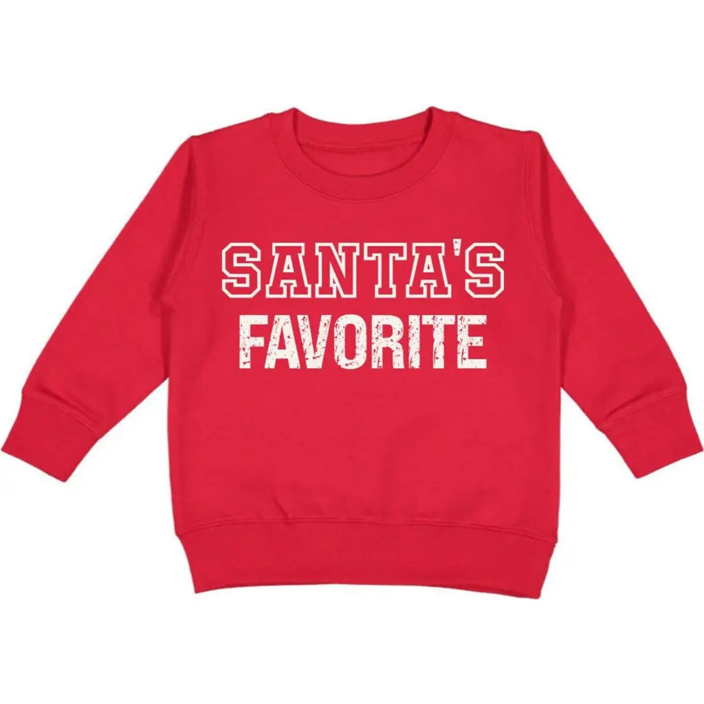 Sweet Wink Santa's Favorite Christmas Sweatshirt in Red at Nordstrom, Size 3T | Nordstrom