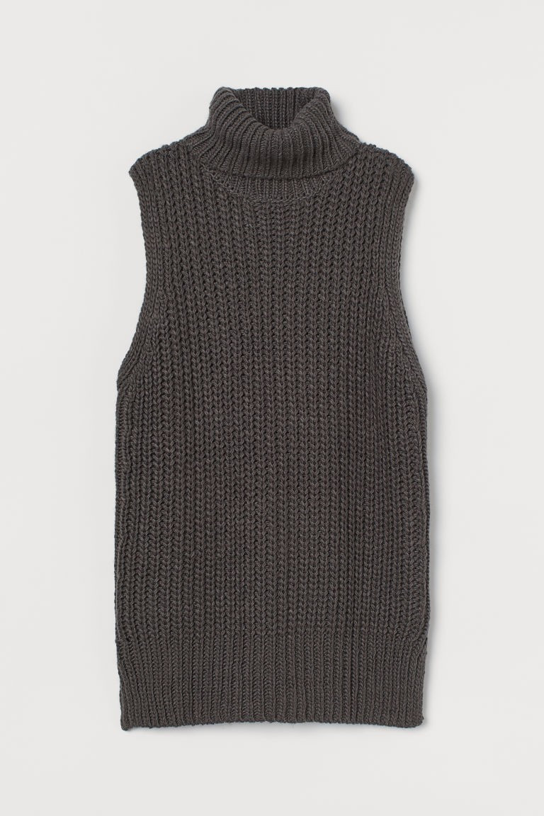 H & M - Sleeveless Turtleneck Sweater - Gray | H&M (US + CA)