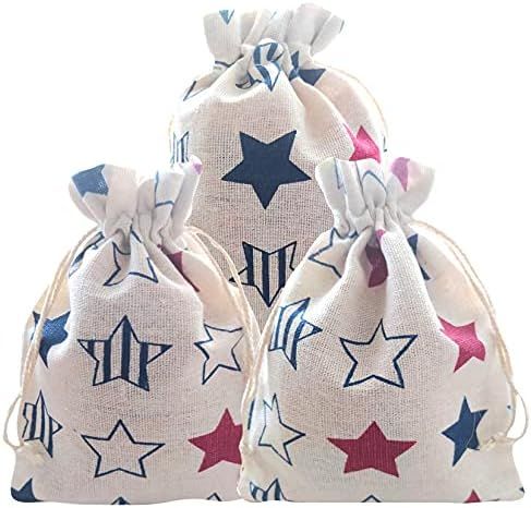 American Flag Patriotic Star Gift Treat Bags Drawstring Gift Bag 4th of July USA Favor Goodies Ba... | Amazon (US)