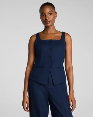 SPANX® EasyBreezy Cotton Linen Button-Down Vest | Spanx
