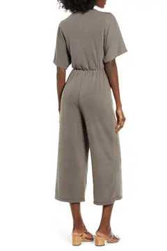 Wrap Front Wide Leg Crop Jumpsuit | Nordstrom