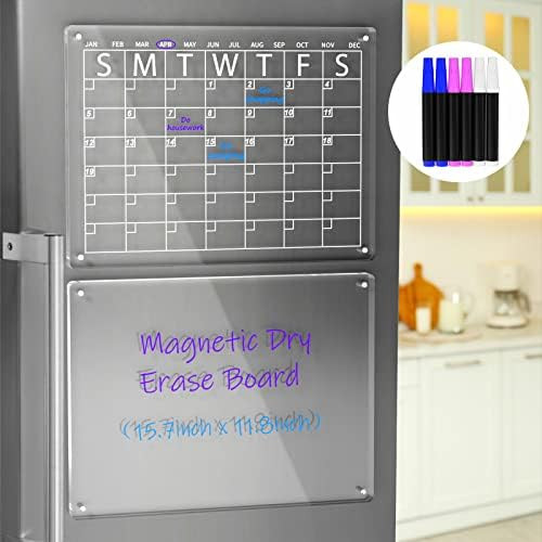 AITEE Acrylic Magnetic Dry Erase Board and Calendar for Fridge with Markers | Amazon (US)