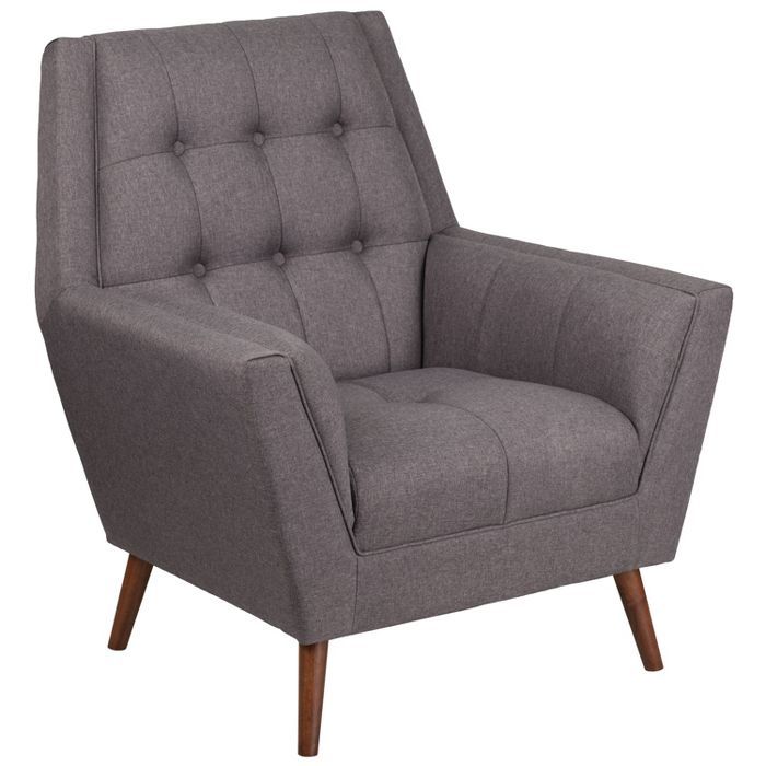 Merrick Lane High-Back Arm Chair Contemporary Gray Button Tufted Fabric Upholstered Accent Side C... | Target
