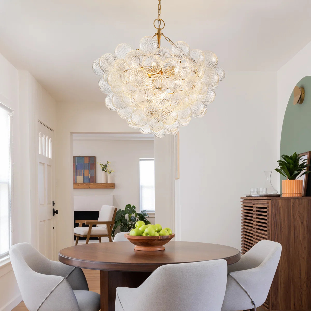 Nordic Bubble Ball Swirled Glass Chandelier, Dia Gild Gold And Clear Blown Glass Small Pendant Li... | Wayfair North America